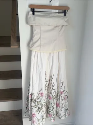 En Saison Sydney Mixed Media Strapless Maxi Dress in Cream and Floral thumbnail 2