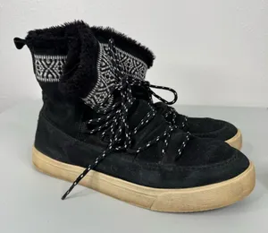 Toms Black‎ Lace Up Winter Shoes Size 9.5 thumbnail 1