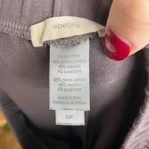 EBERJEY Plum and White Pima Cotton Mix Stripe Track Jogger Set Size Small‎ thumbnail 9
