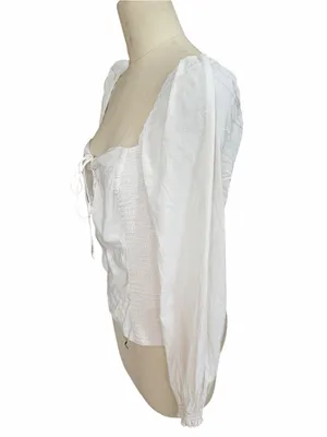 Reformation‎ 'Isadora' White Cotton Top Size 12 thumbnail 3