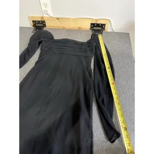 Abercrombie Women's Black Sheer Chiffon Pleated Long Sleeve Maxi Dress Size ST thumbnail 7