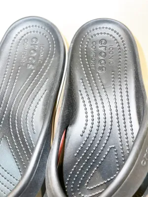 CROCS Women’s Platform Crocband Black and White Casual Flip Flop Sandals thumbnail 4