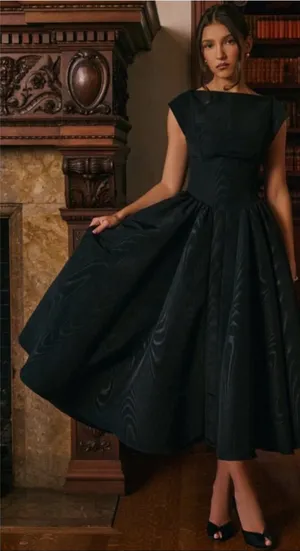 house of Cb Debutante Black Moire Backless midi dress size S NWOT thumbnail 1