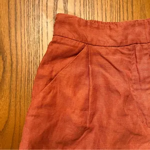 Aritzia Wilfred Fable‎ High-Rise Pleated Linen Mini Shorts Moroccan Spice Size 2 thumbnail 10