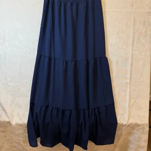 Navy Blue Maxi Dress tiered smocked boho women’s size medium NEW thumbnail 3