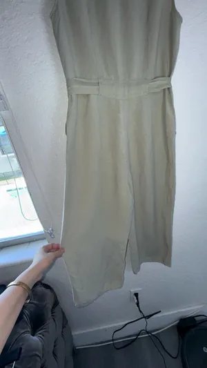 A New Day Linen Blend Sleeveless Jumpsuit - Tan/Oatmeal - Size Small thumbnail 4