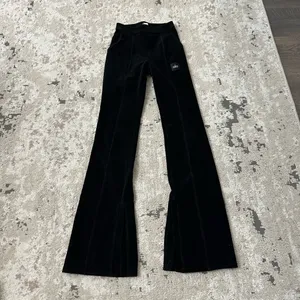 Alo Micro Corduroy High-Waist Winter Break Flare Pants Size XXS in Black thumbnail 3