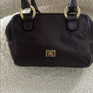 Moschino Vintage Signature Top Handle Satchel Mini Bag Brown Nylon thumbnail 11