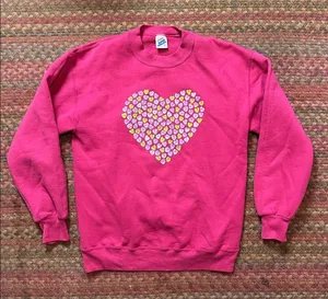 Vtg Jerzees Super Sweats Hot Pink Conversations Heart Sweatshirt thumbnail 1