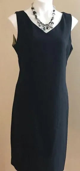 J. Taylor NY Black Sleeveless V Neck Midi Bodycon Business Dress Sz. 14 thumbnail 1