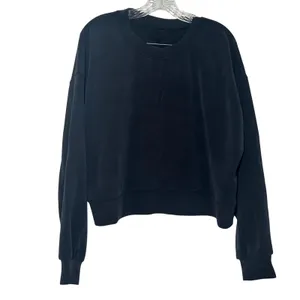 Lululemon Perfectly Oversized Cropped Crew Softstreme black women's 10 lounge thumbnail 2