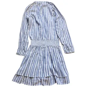 Rails Jasmine Parisian Blue Striped Linen Blend‎ Smocked Mini Dress Womens XS thumbnail 9