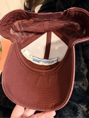 Patagonia Two-Tone Trucker Hat in White & Brown with Multicolor Logo thumbnail 3