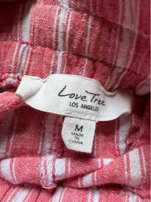 Love Tree Red White Striped Linen Blend Shorts Size M thumbnail 3