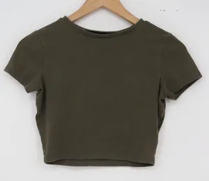 Wild Fable T-Shirt Womens S Olive Green Short Sleeve Cropped Stretch Excellent thumbnail 1