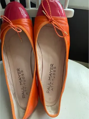 Paul Mayer Attitudes Orange and Pink Cap Toe Ballet Flats thumbnail 2