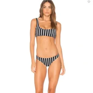 Tori Praver‎ Deja Striped Bikini Top Medium Black White thumbnail 2