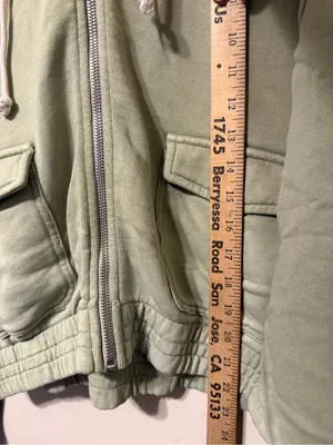 aerie Olive Green Zip Front Hooded Bomber Jacket thumbnail 5