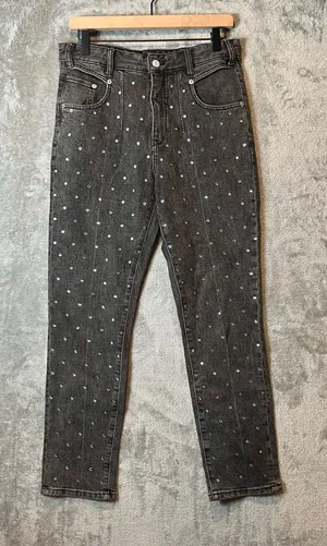 Anthropologie Pilcro Ultra‎ High Rise Slim Rhinestone Jeans Black Size 28 thumbnail 1