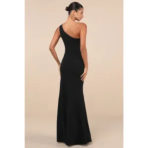 Lulus Mesmerizing Energy Black Cutout One-Shoulder Mermaid Maxi Dress Size M thumbnail 2