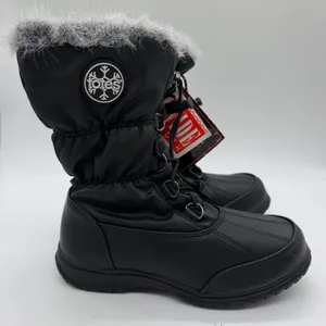 Totes April Black Wide Width Snow Boots Womens 5W Thermolite Insulated Faux Fur thumbnail 1