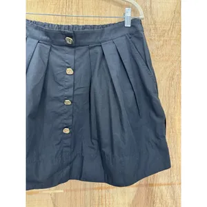 Anthropologie Black Pleated Mini Skirt Gold Buttons Size XL thumbnail 4