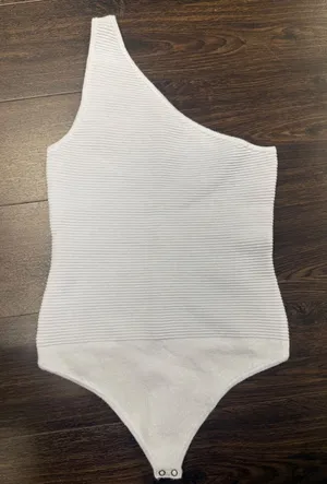 Abercrombie & Fitch One-Shoulder Ribbed Sweater Bodysuit - Light‎ Blue - XS thumbnail 1