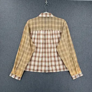 POL Plaid Button Front Shirt Contrast Collar Double Pocket Boho Size Small thumbnail 2