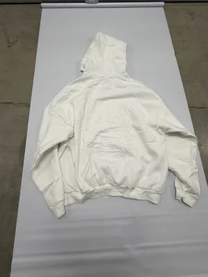 White Quarter Zip Hoodie Oversized Cotton Blend Fleece Sweatshirt size L thumbnail 6