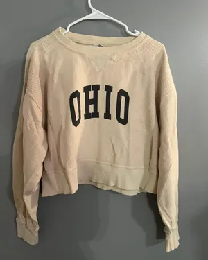 Ohio University Cropped Sweatshirt Tan Size M thumbnail 1