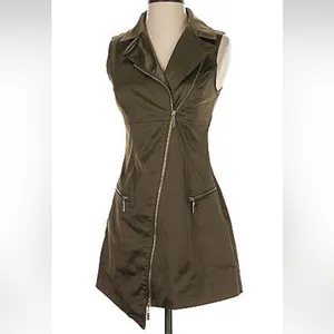 Bebe Olive Zip-Up Mini Vest Dress thumbnail 7