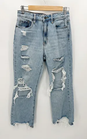 Hidden Jeans Women Light Wash Loose Fit Denim Jeans Size‎ 26 Distressed Cut Off thumbnail 1