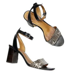 Coach Paige Leather and Black and White Snake Block Heel Sandals Size 5 thumbnail 2