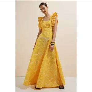 Anthropologie SIKA Marigold Ruffled Maxi Dress Size 0 thumbnail 2