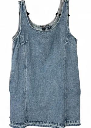 VINTAGE GAP 1990's 90's | M | Dress Jean Embossed UltraSoft Denim Mini Dress thumbnail 1