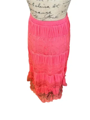 Lapis Coral Lace Tiered Maxi Skirt Size S thumbnail 4