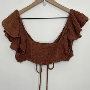 Anthropologie Daily Practice The Jerry Cinched Crop Top Cotton Brown Medium thumbnail 5