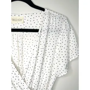 Bella Ella White Black Polka Dot Faux Wrap Dress Rayon S‎ Summer Wedding Guest thumbnail 8
