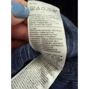 Athleta Cabo 100% Linen Drawstring Textured 4" Shorts Size: 4 Blue thumbnail 10