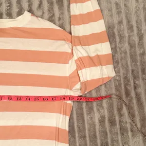 A New Day Womens Peach White Striped Long‎ Sleeve Crewneck T-Shirt Small thumbnail 4