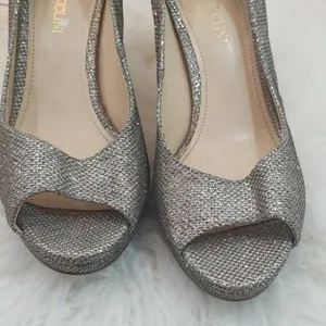 Enzo Angiolini silver sparkle peep toe platform thumbnail 4