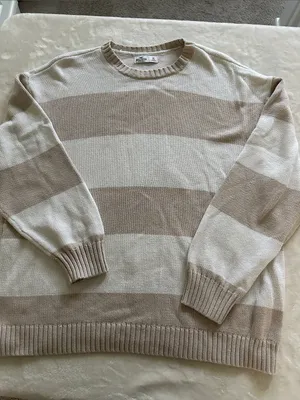 Hollister Classic Striped Crewneck Sweater - Beige & Cream thumbnail 1