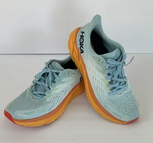 Hoka Clifton 8 Women's Mint Blue Running Shoes with Orange Midsole thumbnail 1