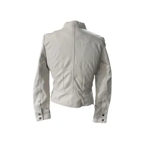 Joujou Faux Leather Moto Jacket Women's M 10/12 Cream White Motorcycle thumbnail 4