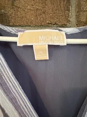 Michael Kors Blue and White Striped Midi Dress thumbnail 2