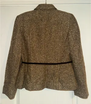 Ann Taylor loft brown tweed wool blazer jacket with belt thumbnail 4