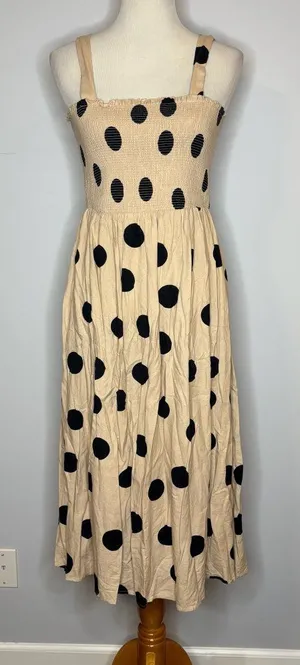 Blu Pepper - Tan Dress w/Black Polka Dots thumbnail 1