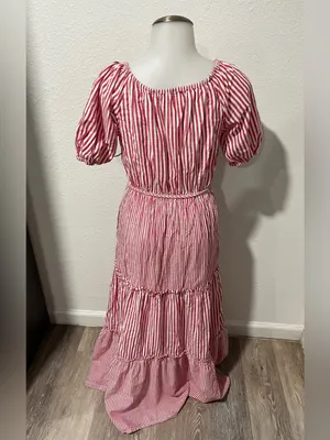 Draper James Red Striped Maxi Dress Size XS thumbnail 4