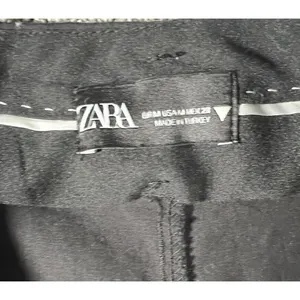 Zara Wide Leg Pants Womens Size M Black Cropped Cotton Blend‎ Trousers Mid Rise thumbnail 3