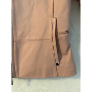 Black Rivet Pink Leather Jacket Womens Small Full Zip Collared Moto Pastel Coat thumbnail 6